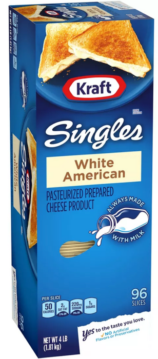 Kraft Singles White American Cheese, 96 Slices , 4 lbs