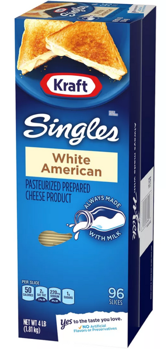 Kraft Singles White American Cheese, 96 Slices , 4 lbs