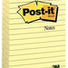 Post-It Lined Notes, 4x6 inch, Canary Yellow, 5 x 100 ct