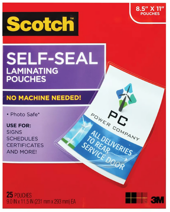 Scotch Self-Seal Laminating Pouches , 25 ct