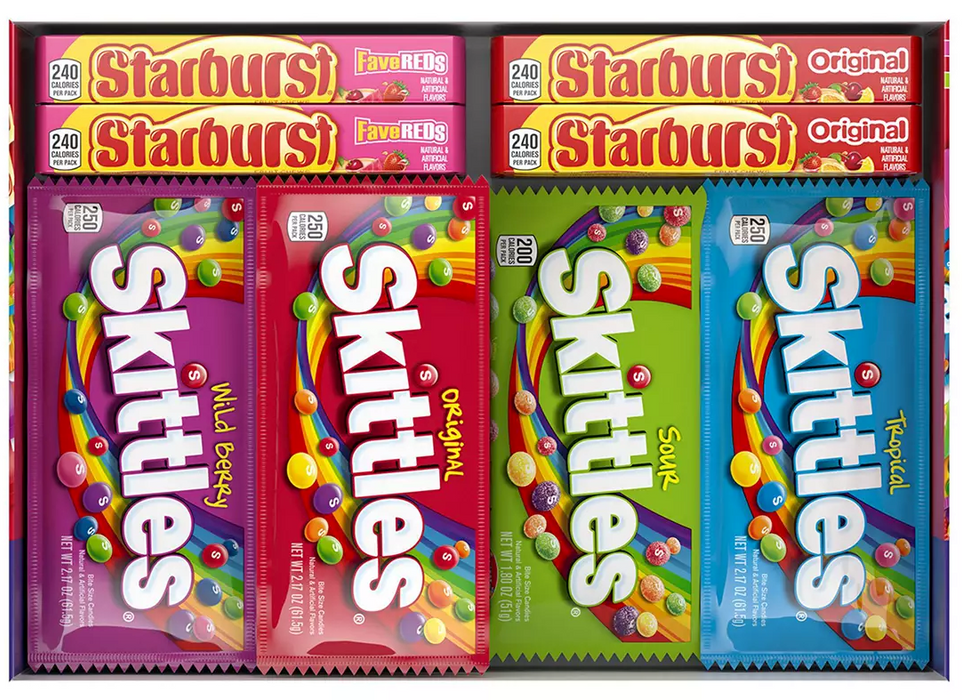 Skittles & Starbust Chewy Candy Bulk Variety Pack, Full Size Assorted Candy , 30 ct