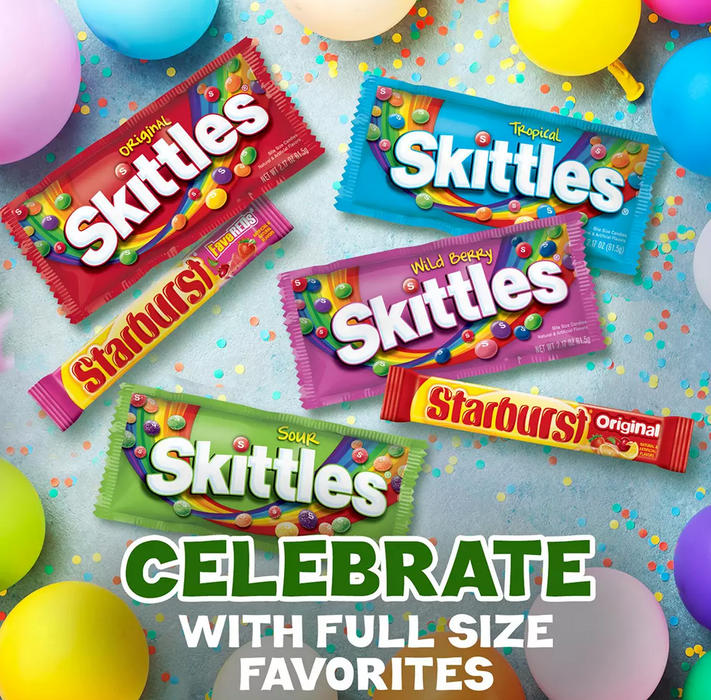 Skittles & Starbust Chewy Candy Bulk Variety Pack, Full Size Assorted Candy , 30 ct