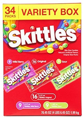 Skittles Variety Box, 34 ct