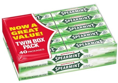 Wrigley's Spearmint Gum Value Pack, 2 x 20 ct