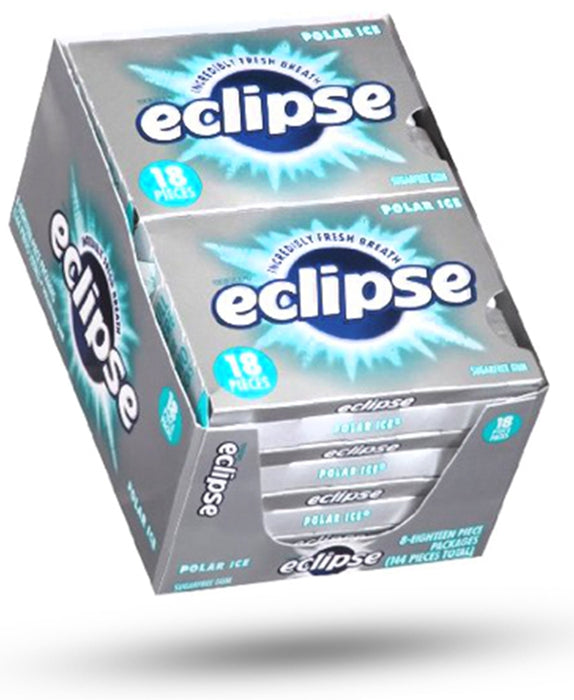 Wrigley's Eclipse Bubble Gum, Polar Ice, 8 x 18 ct