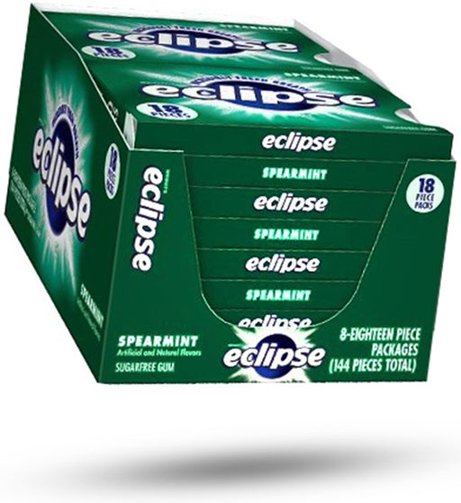 Wrigley's Eclipse Bubble Gum, Spearmint, 8 x 18 ct