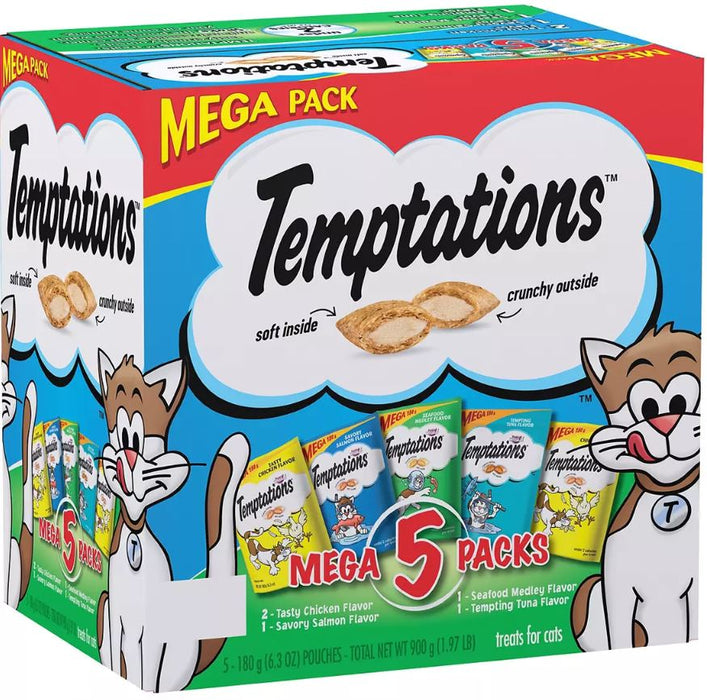 Whiskas Temptation Cat Treats, Mega Pack , 5 x 6.3 oz