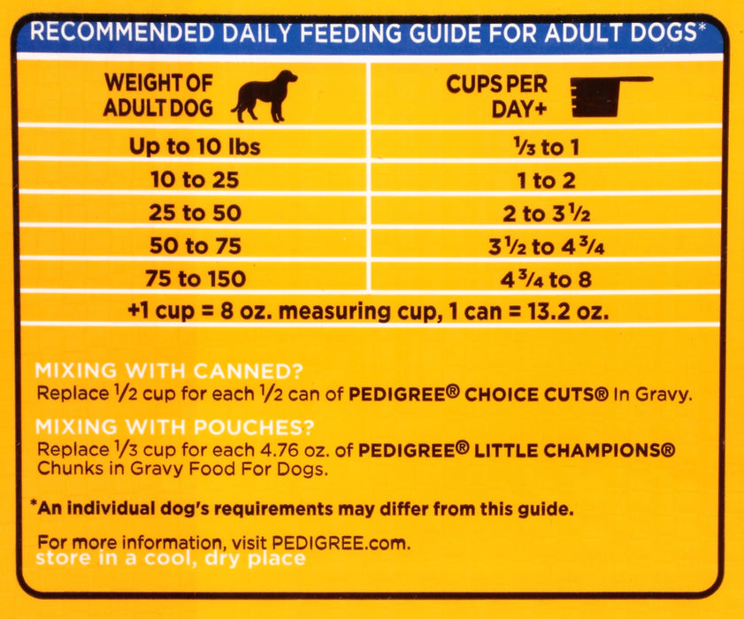 Pedigree Adult Complete Nutrition Dog Food, Chicken Flavor, 55 lbs