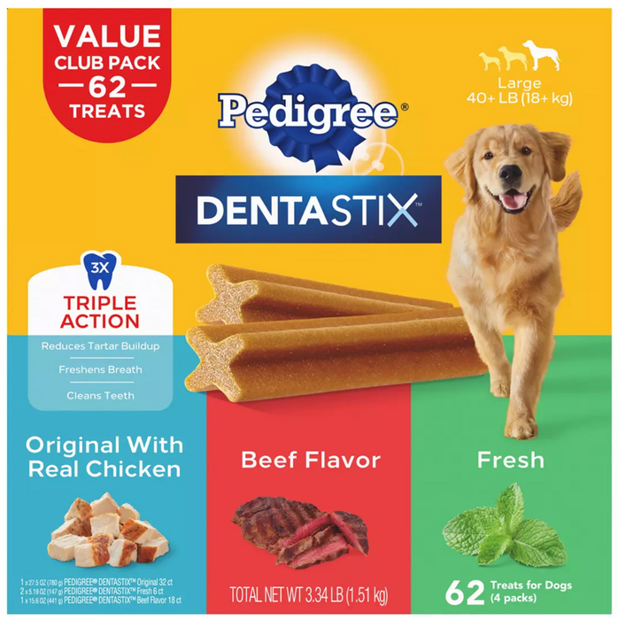 Pedigree Denstastix Triple Action Adult Dog Treat , 62 ct