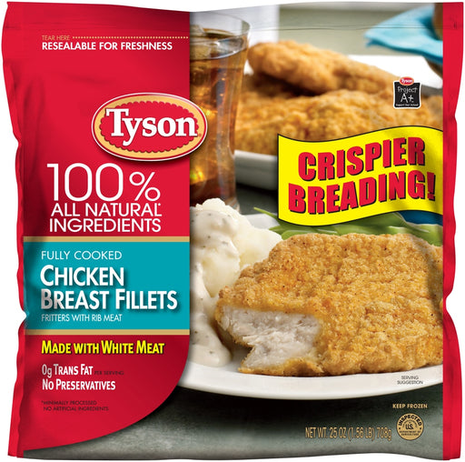 Tyson Chicken Breast Fillets, made with White Meat, Fully Cooked, 25 oz