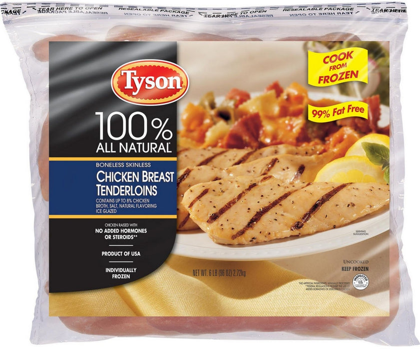 Tyson 100% All Natural Chicken Breast Tenderloins, Boneless, Skinless, 96 oz