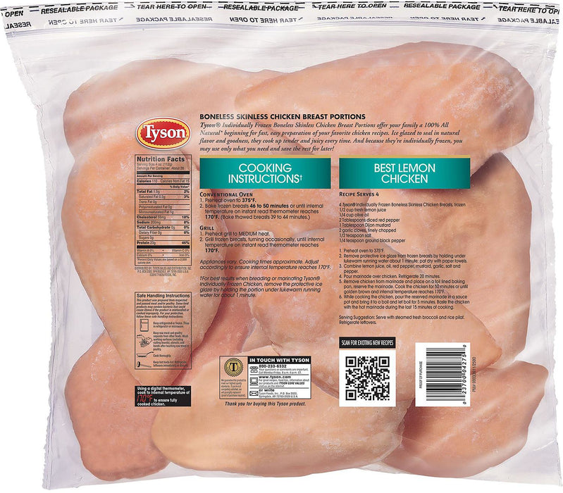 Tyson Boneless Skinless Chicken Breast, 6.5 lbs