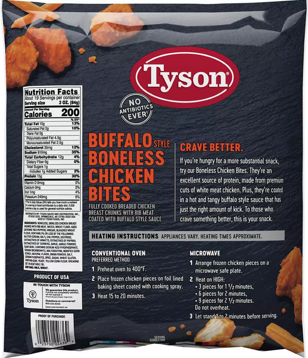 Tyson Buffalo Style Boneless Chicken Bites , 3.5 lbs