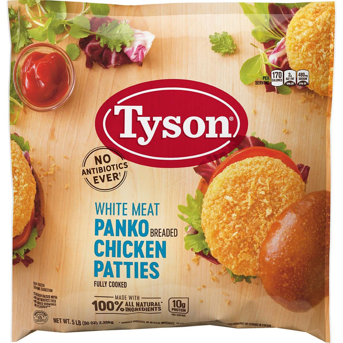 Tyson White Meat Panko Chicken Patties, 5 lbs