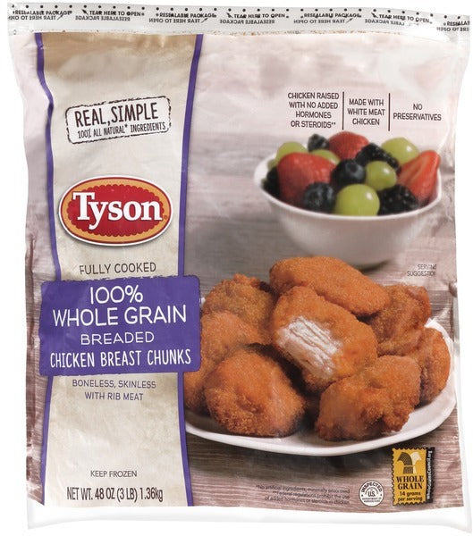 Tyson Whole Grain Breaded Chicken Breast Chunks, 1.36 kg