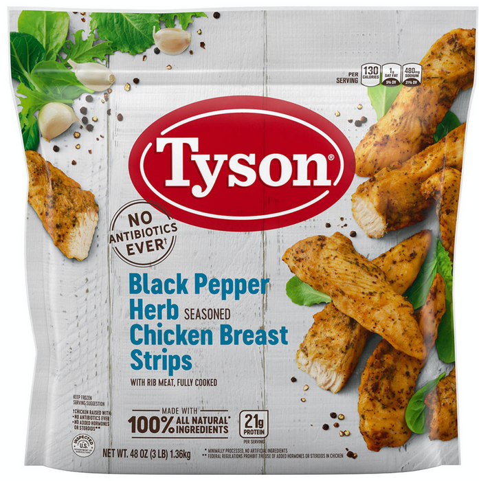 Tyson Black Pepper Herb Seasoned Chicken Breast Strips , 48 oz