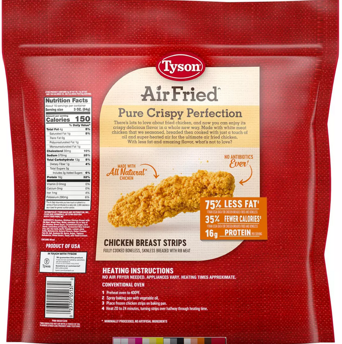 Tyson Air Fried Crispy Chicken Breast Strips, 48 oz