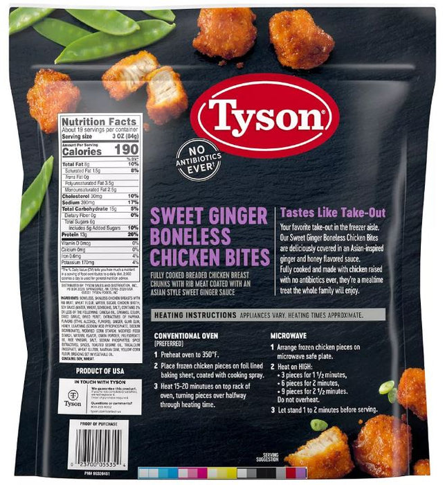 Tyson Sweet Ginger Boneless Chicken Bites , 3.5 lbs