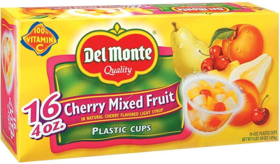 Del Monte Cherry Mixed Fruit Cups, 16 x 4 oz