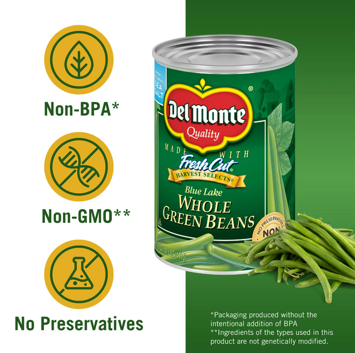 Del Monte Cut Canned Whole Green Beans, 14.5 oz