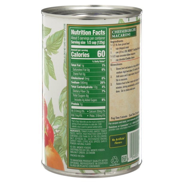 Del Monte Traditional Pasta Sauce , 24 oz