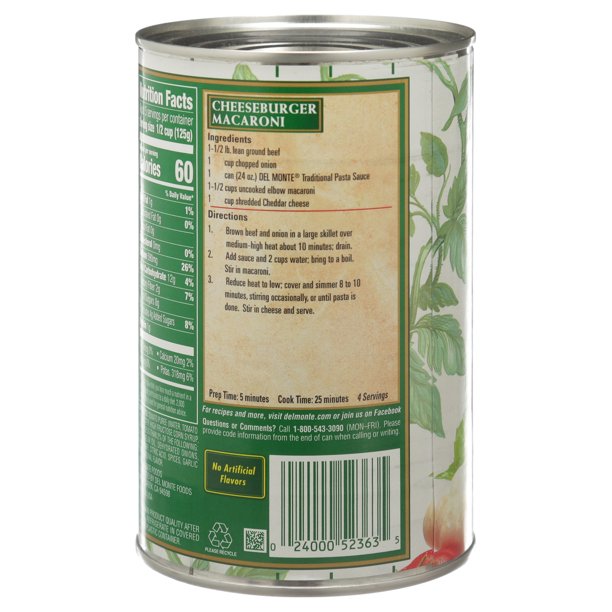 Del Monte Traditional Pasta Sauce , 24 oz