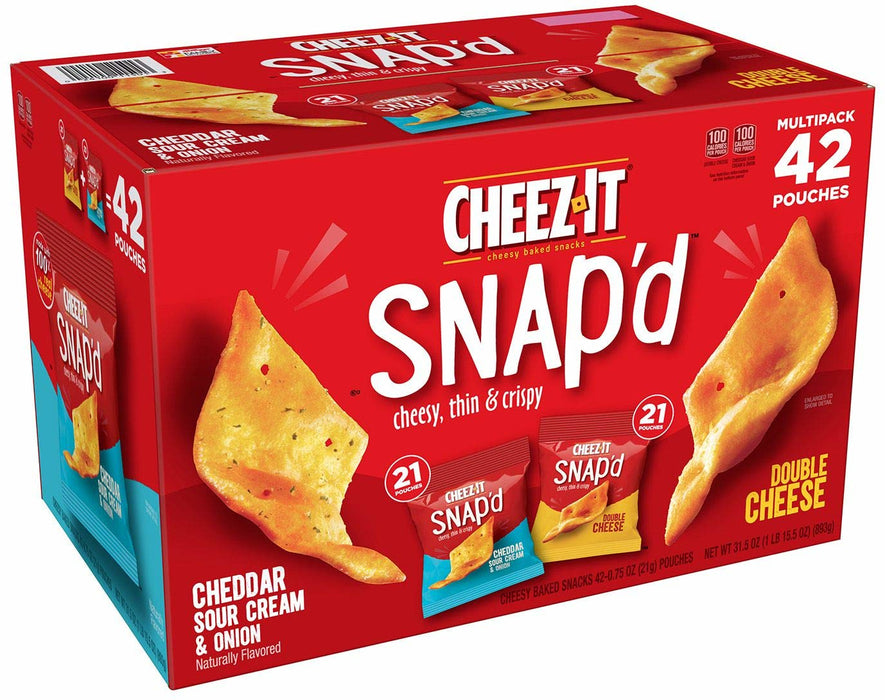 Cheez-It Snap'd Snacks, Value Pack, 42 x 0.75 oz