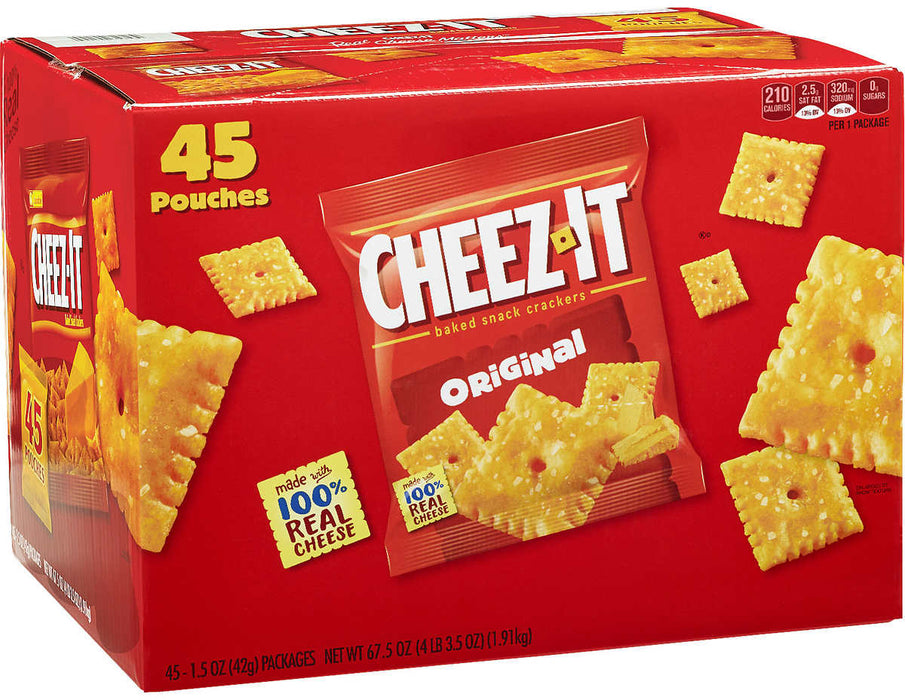 Cheez-It Original Baked Snack Crackers, Value Pack, 45 ct