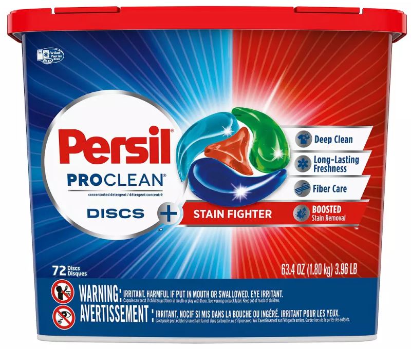 Persil Pro-Clean Stain Fighter Laundry Detergent Discs, 72 ct