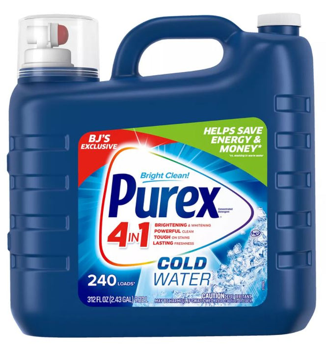 Purex Cold Water Liquid Laundry Detergent, 240 Loads , 312 oz