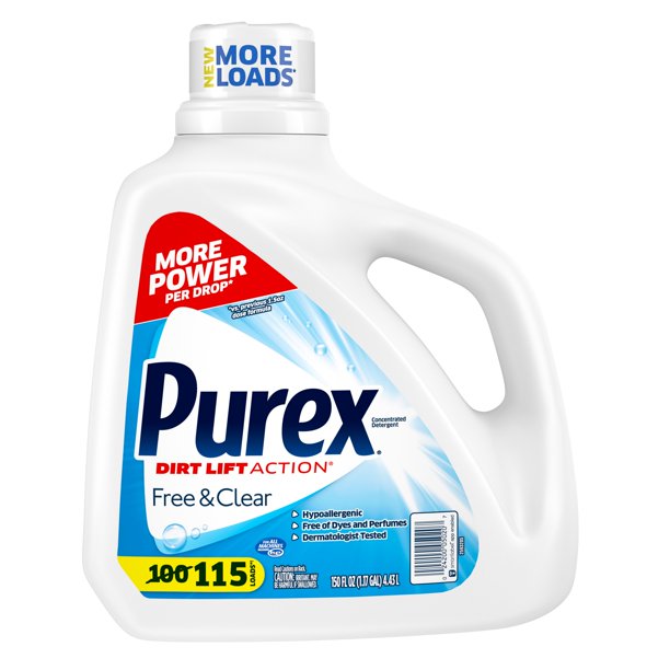 Purex Dirt Lift Action Free & Clear Liquid Laundry Detergent , 150 oz
