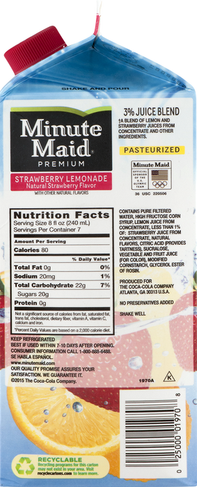 Minute Maid Premium Strawberry Lemonado Juice , 59 oz