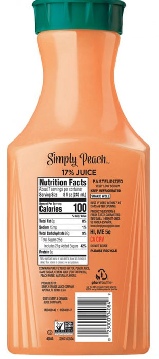 Simply Peach Juice Drink, 52 oz