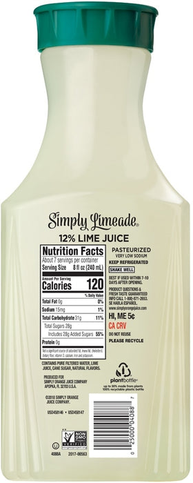 Simply Limeade Juice Drink with Lime, 52 oz