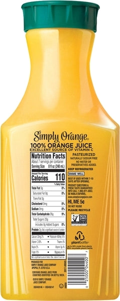 Simply Orange High Pulp Pasteurized Orange Juice , 52 oz