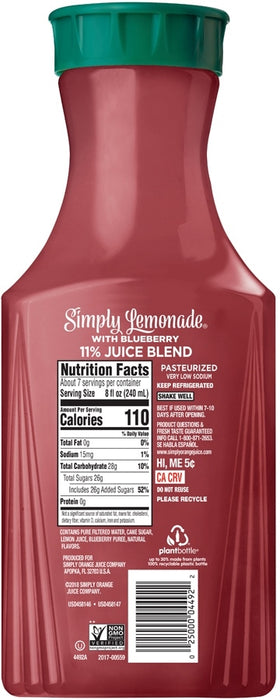 Simply Lemonade Juice Drink with Blueberry, 52 oz