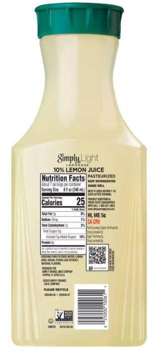 Simply Light Lemonade Juice Drink , 52 oz