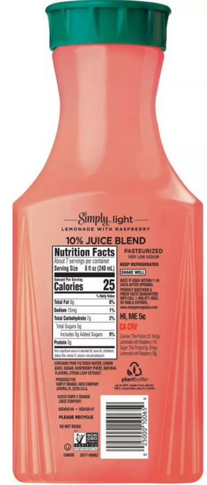 Simply Light Raspberry Lemonade Juice Drink , 52 oz