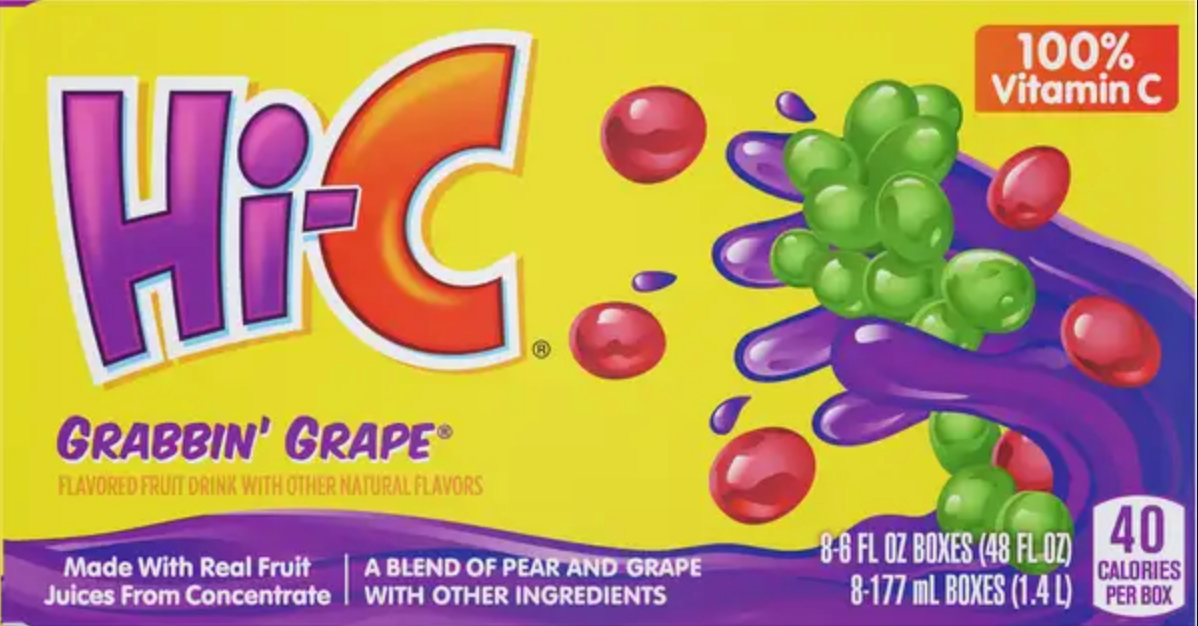 Hi-C Grabbin' Grape Fruit Drink Cartons, 8-Pack , 8 x 6 oz