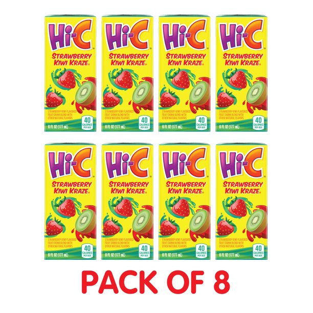 Hi-C Strawberry Kiwi Kraze Juice Cartons, 8-Pack, 8 x 6 oz