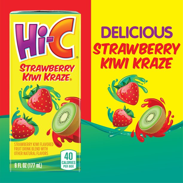 Hi-C Strawberry Kiwi Kraze Juice Cartons, 8-Pack, 8 x 6 oz