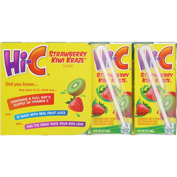 Hi-C Strawberry Kiwi Kraze Juice Cartons, 8-Pack, 8 x 6 oz