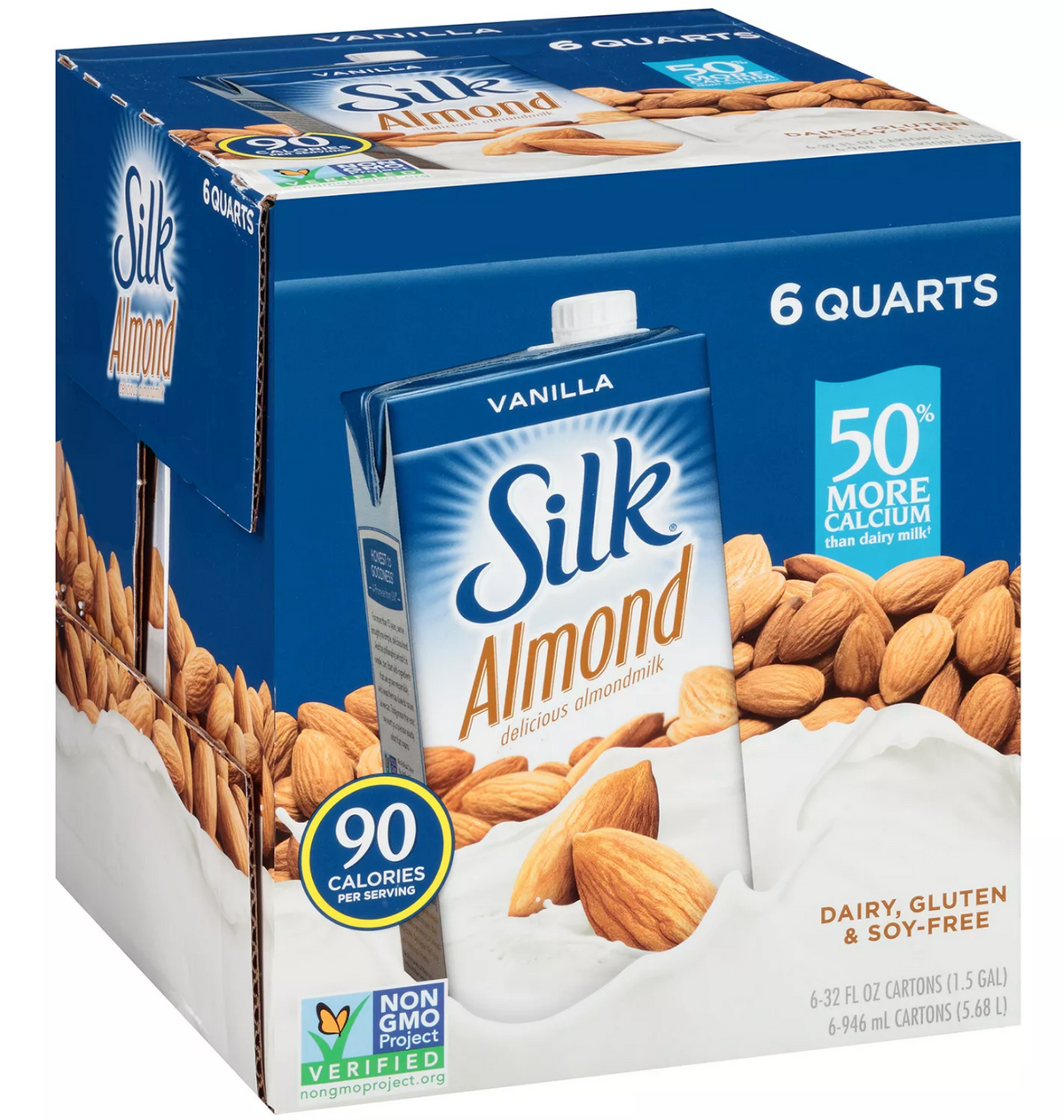 Silk Almond Milk, Vanilla Flavor, 6Pack, 6 x 32 oz —