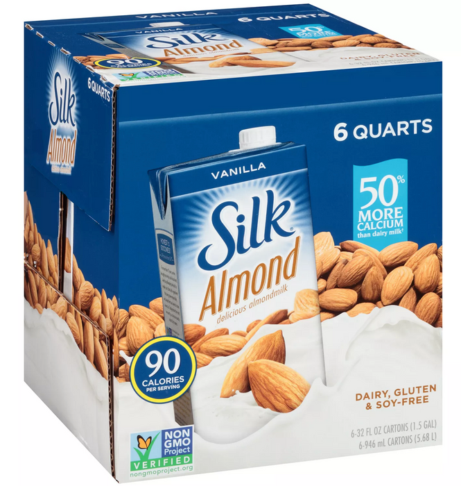 Silk Almond Milk, Vanilla Flavor, 6-Pack, 6 x 32 oz