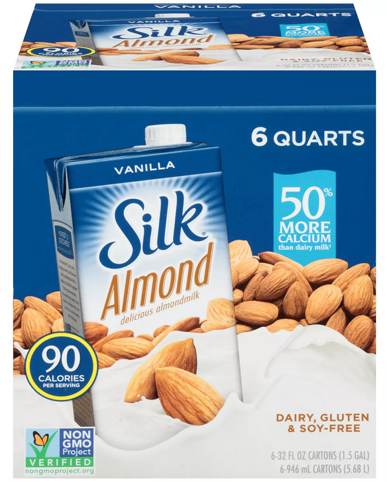 Silk Almond Milk, Vanilla Flavor, 6-Pack, 6 x 32 oz