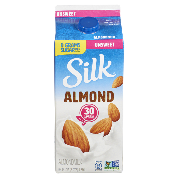 Silk Pure Almond Unsweetend Milk , 64 oz