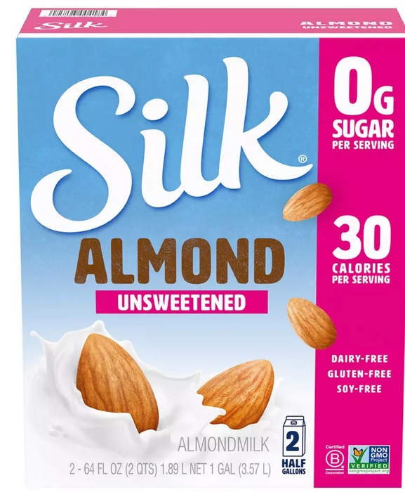 Silk Unsweetened Almond Milk, 2 x 64 oz