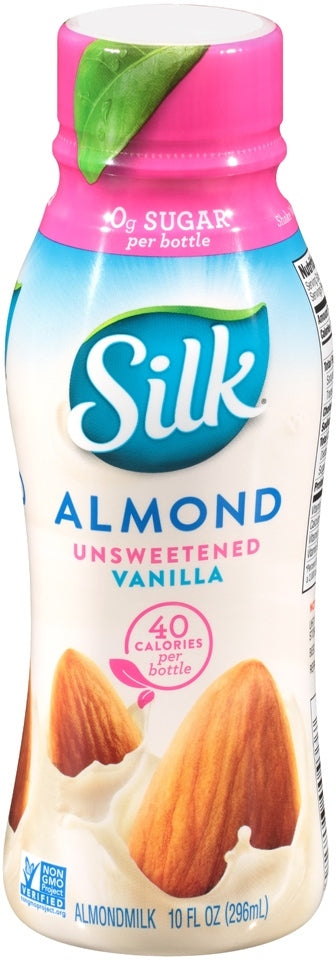 Silk Unsweetened Vanilla Almond Milk Bottle, 10 oz