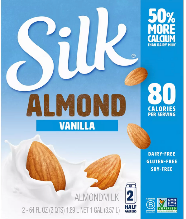 Silk Vanilla Almond Milk, 50% More Calcium, 2-Pack , 2 x 64 oz