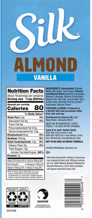 Silk Vanilla Almond Milk, 50% More Calcium, 2-Pack , 2 x 64 oz